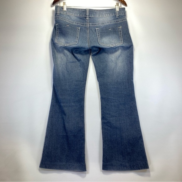 VINTAGE Bongo Jeans Womens Size 7 Blue Low Rise Button Zip Flared Denim Y2K - Picture 9 of 10